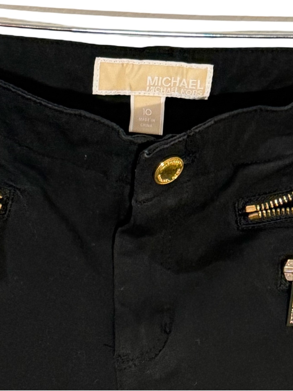 MICHAEL Michael Kors Black Skinny Pants with Gold Zippers - Picture 4 of 6